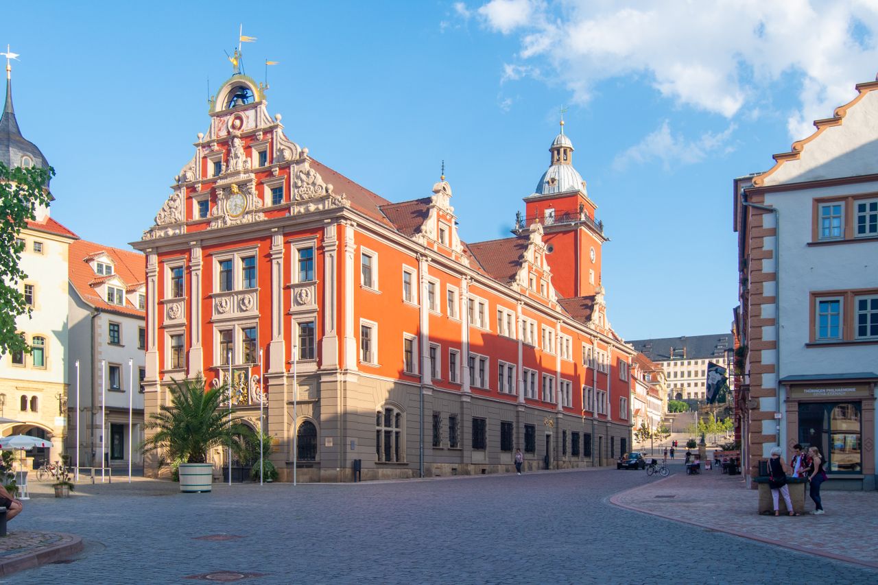 Stunning view of the Renaissance-style Town Hall in Gotha, Germany.
